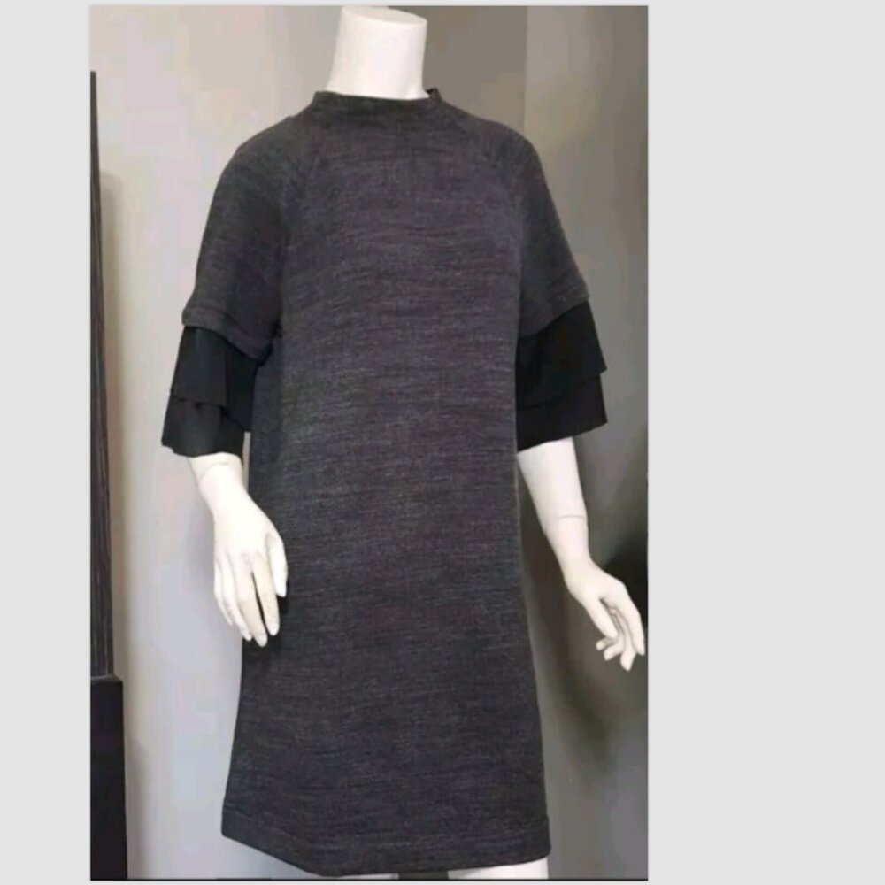 Lou & Grey Ruffle Short Sleeve Mock Neck Soft Mini Dress